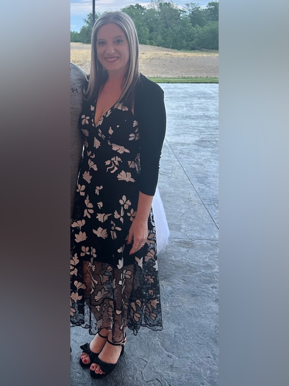 Dress the Population Audrey Black & White Lace Overlay Midi Cocktail Dress - Picture 3 of 16